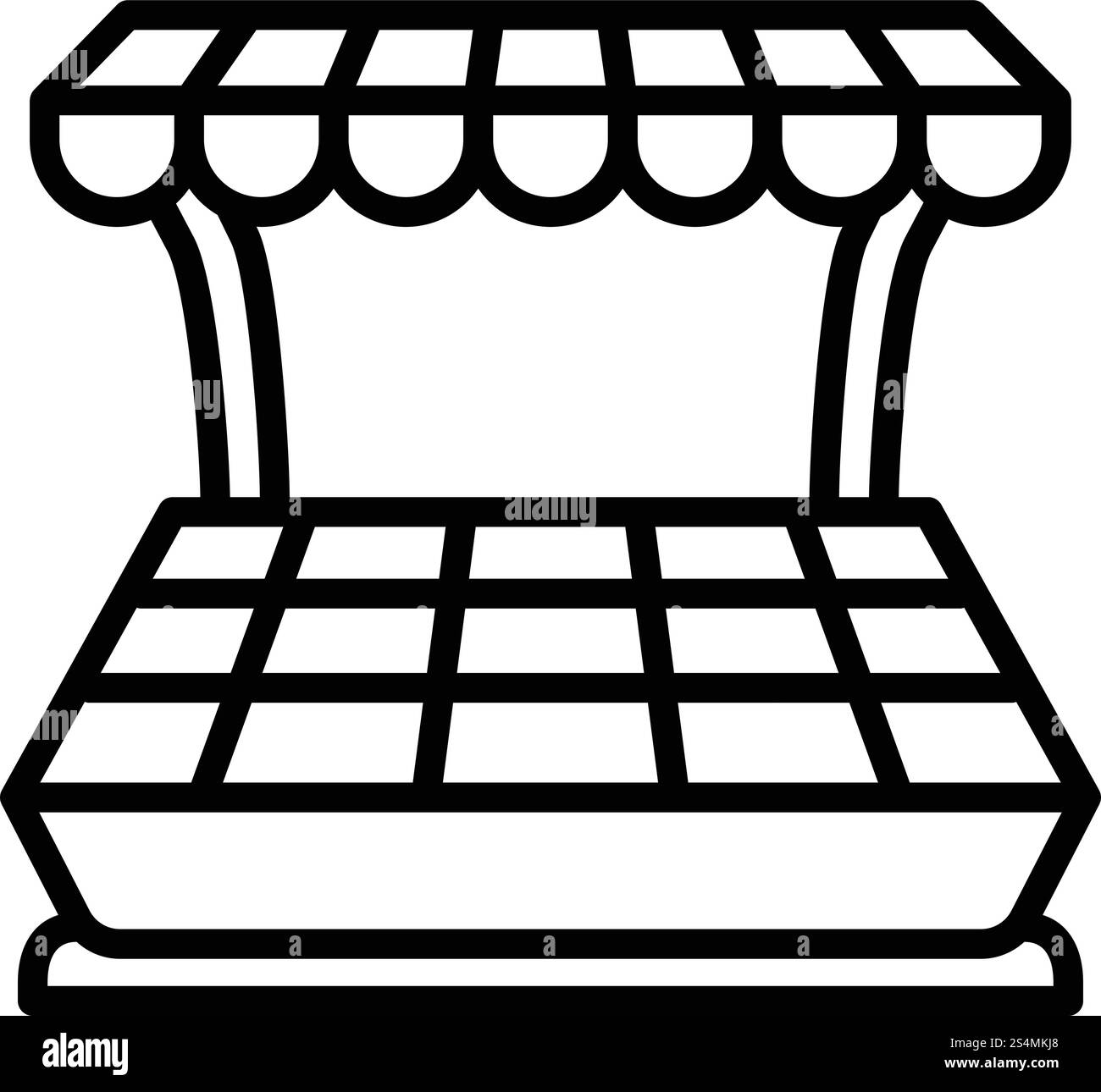 Symbol für den Gemüsekiosk. Umreißen Sie Gemüse Kiosk Vektor-Symbol für Web-Design isoliert auf weißem Hintergrund. Gemüsekiosk-Symbol, Umrissstil Stock Vektor