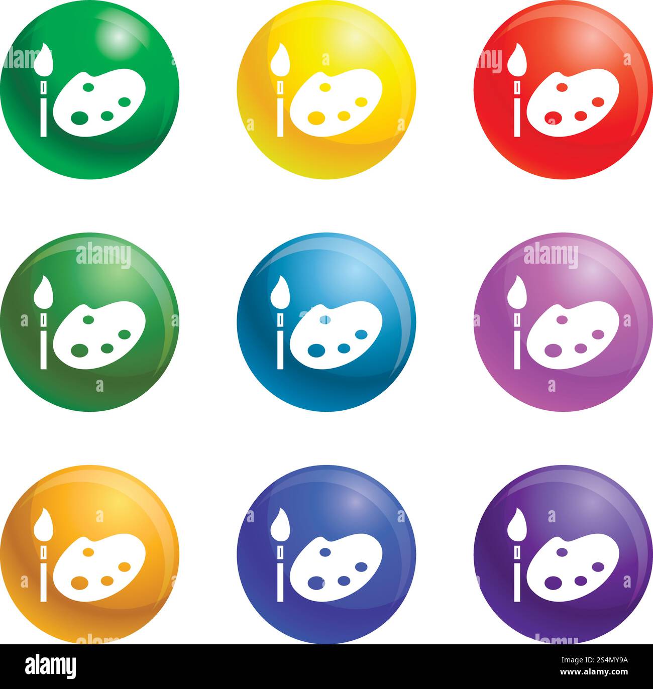 Farbe Palette Icons Vektor 9 Farbsatz isoliert auf weißem Hintergrund für jedes Webdesign. Farbpalettensymbole legen Vektor fest Stock Vektor