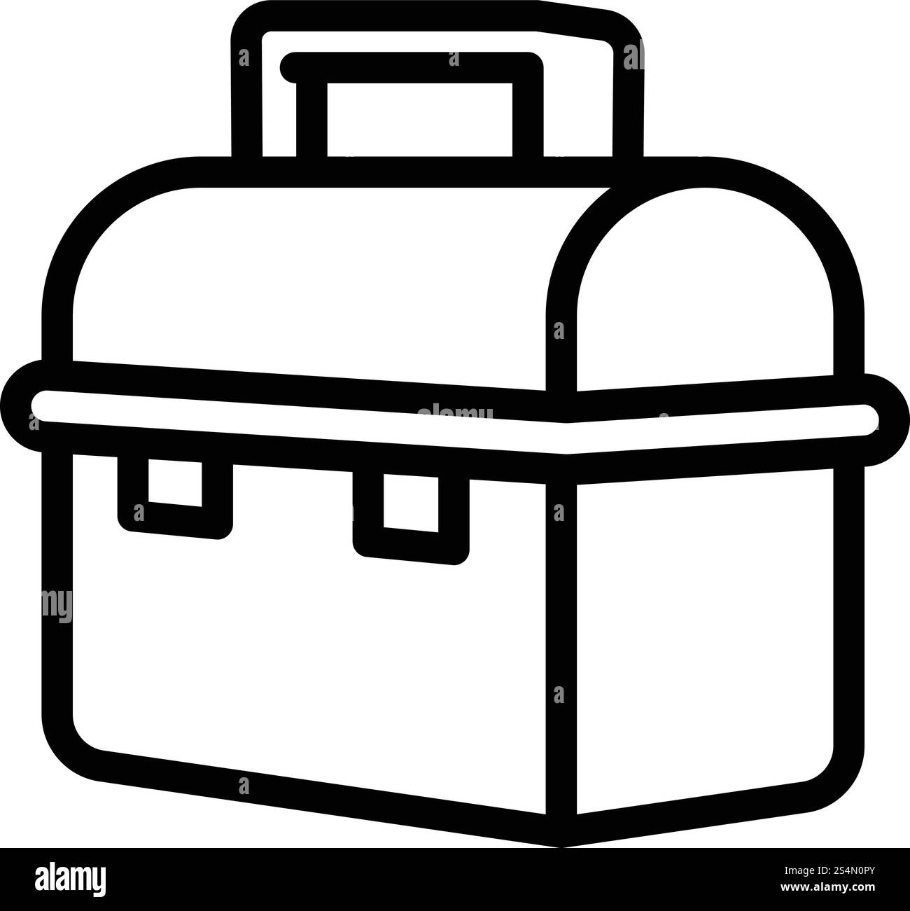 Symbol für die Brotbox aus Stahl. Umriss Stahl Lunchbox Vektor-Symbol für Web-Design isoliert auf weißem Hintergrund. Ikone aus Stahl, umrissener Stil Stock Vektor