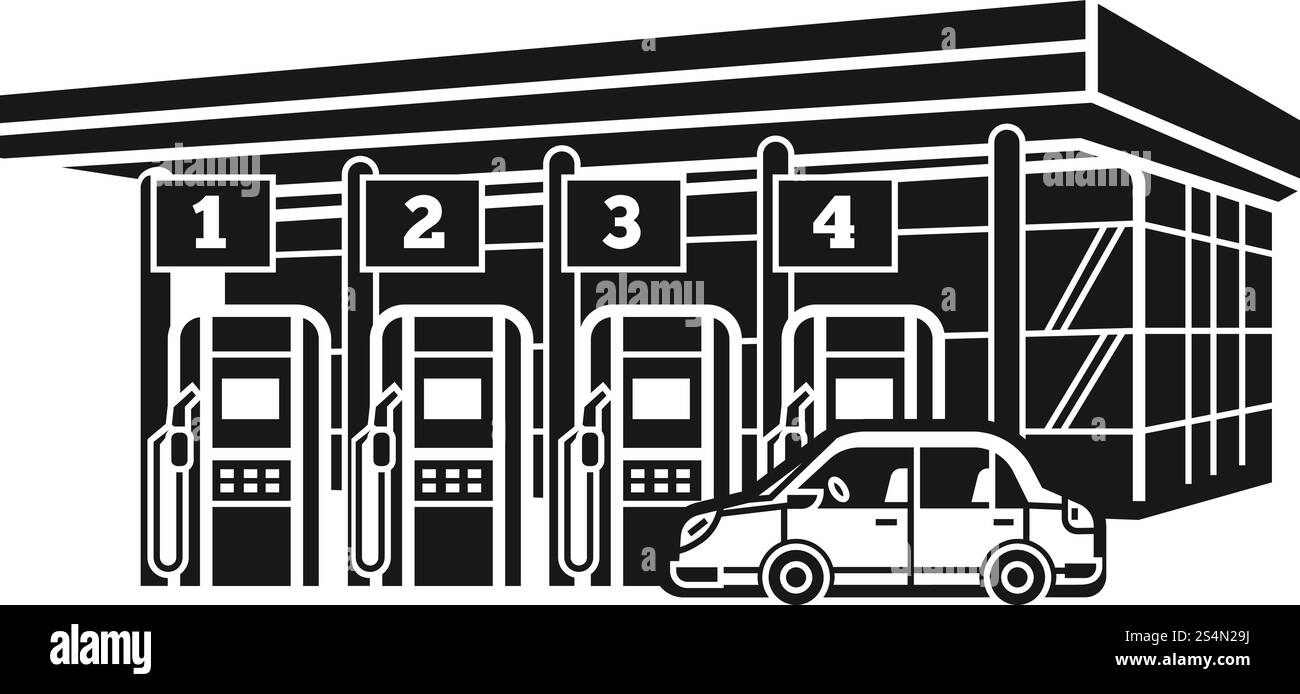 Tankstellensymbol. Einfache Illustration des Tankstellen-Vektorsymbols für Webdesign isoliert auf weißem Hintergrund. Tankstellensymbol, schlichter Stil Stock Vektor