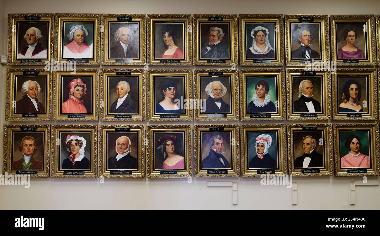 Porträts von US-Präsidenten und First Ladies im Mohave Museum of History and Arts, an der historischen Route 66, Andy Devine Way, Kingman, Arizona Stockfoto