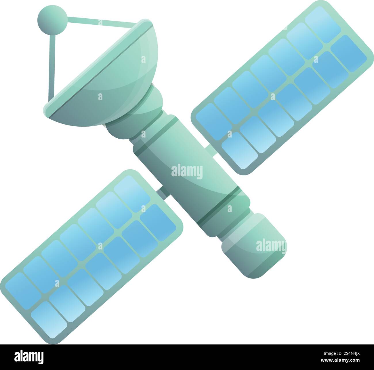 Satellitensymbol des Weltraumsolarkollektors. Cartoon des Weltraums Solarpanel Satellitenvektor-Symbol für Webdesign isoliert auf weißem Hintergrund. Satelliten-Symbol des Weltraumsolarkollektors, Cartoon-Stil Stock Vektor