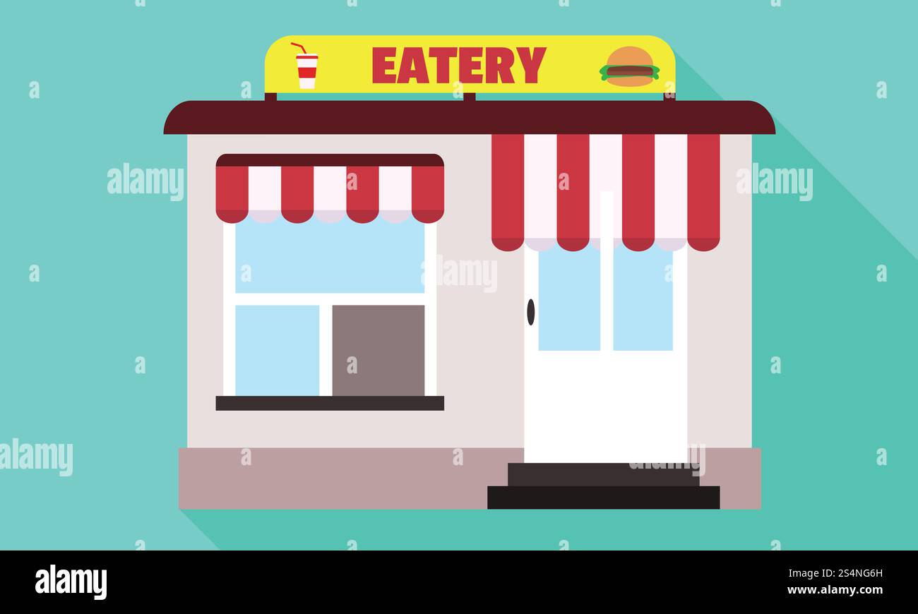 Symbol für das Straßenrestaurant. Flache Illustration des Vektor-Symbols für Straßenrestaurants für Webdesign. Straßenrestaurant-Ikone, flacher Stil Stock Vektor