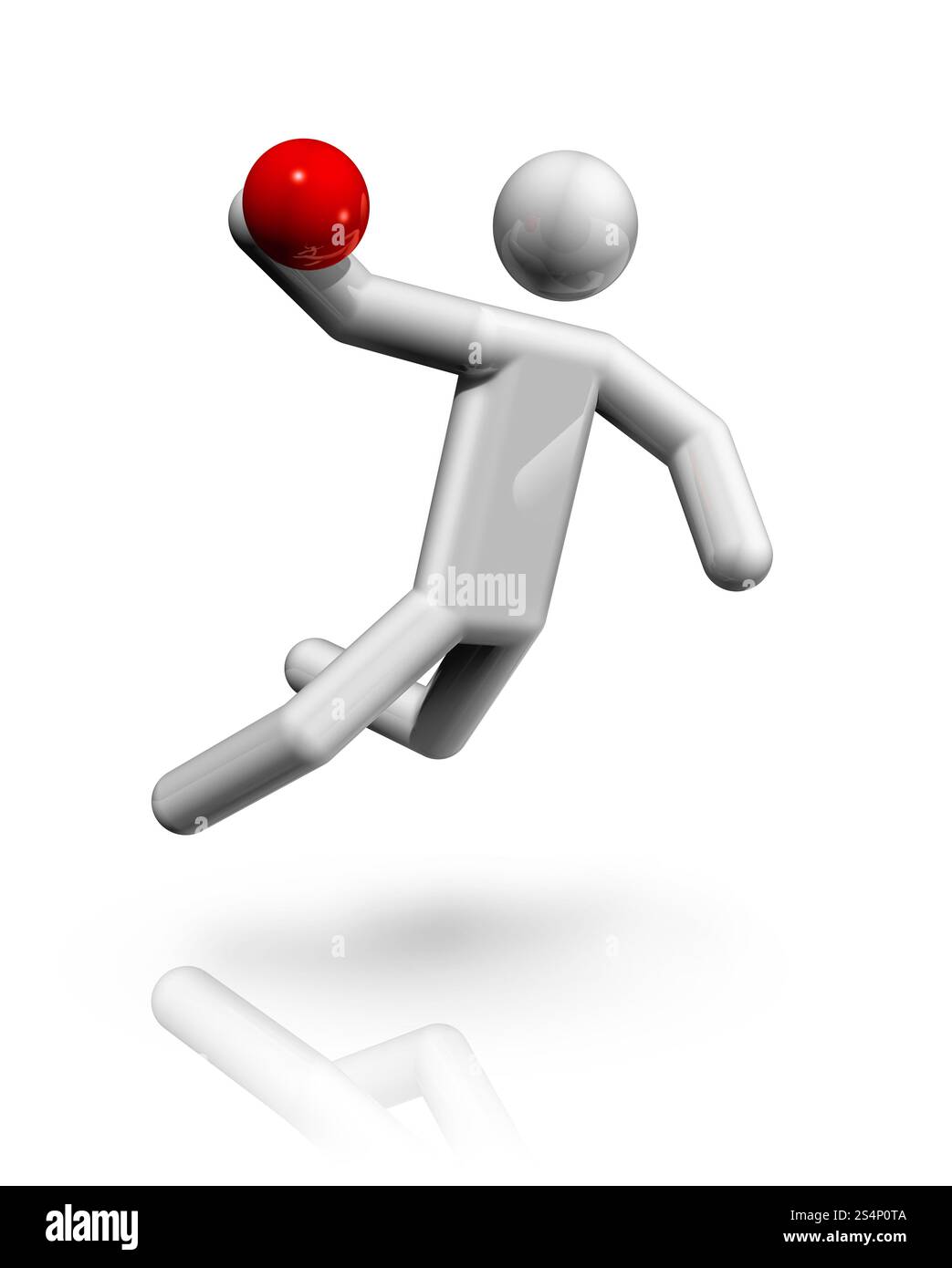 Dreidimensionales Handballsymbol, olympische Sportserie. Handball-3D-Symbol Stockfoto
