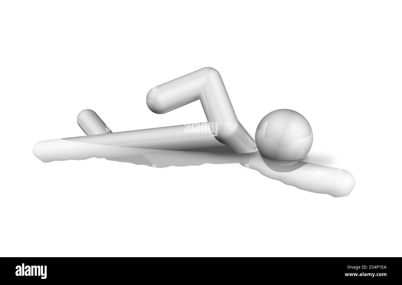 Dreidimensionales Schwimmsymbol, olympische Sportserie. Schwimmendes 3D-Symbol Stockfoto