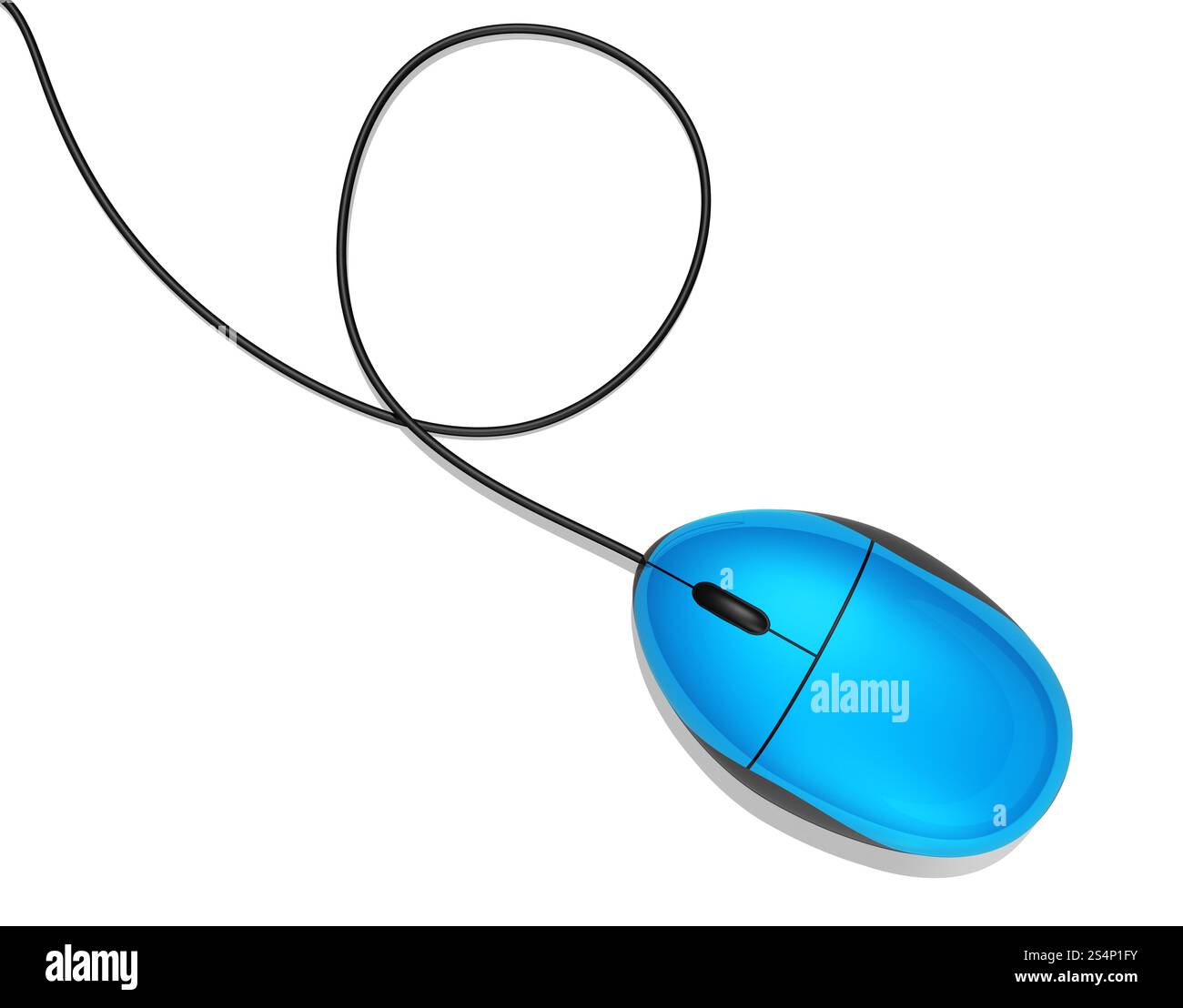 Blaue 3D-Computermaus isoliert auf weiß. Blaue Computermaus Stockfoto