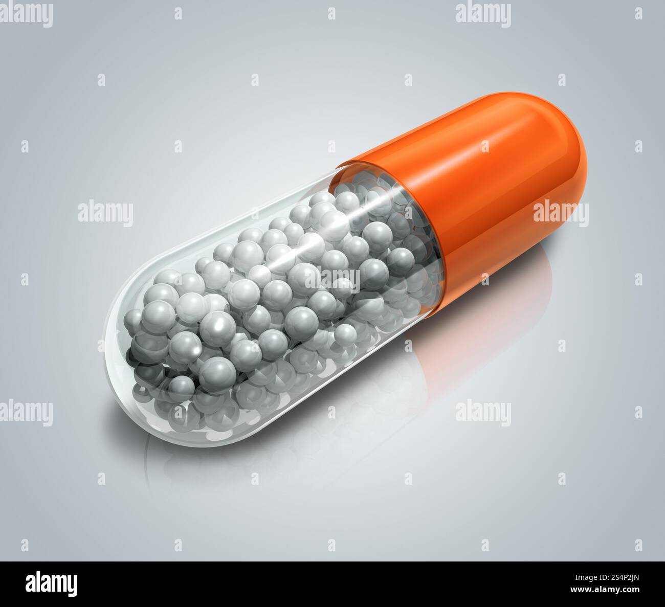 Transparente 3D-Kapselpille. Kapselpille Stockfoto