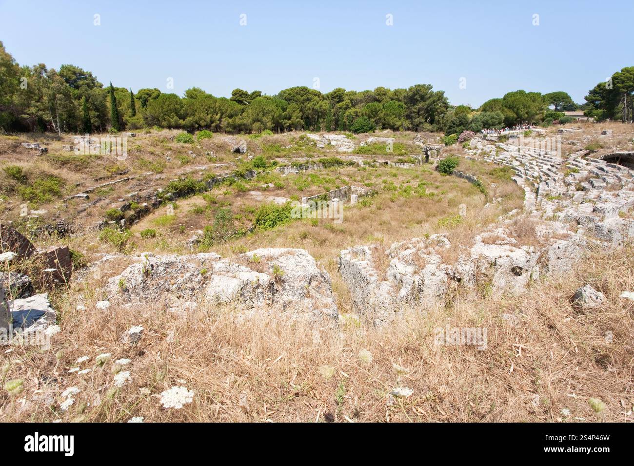 Antike römische Amphitheater in Syrakus, Sizilien, Italien Stockfoto