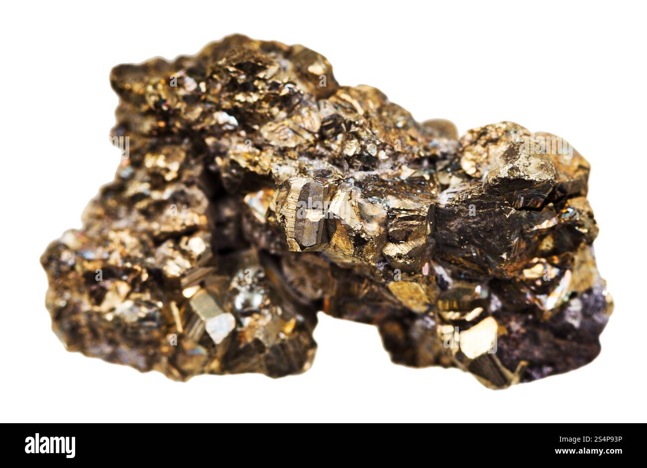 Pyrit Mineral isoliert auf weißem Hintergrund Stockfoto