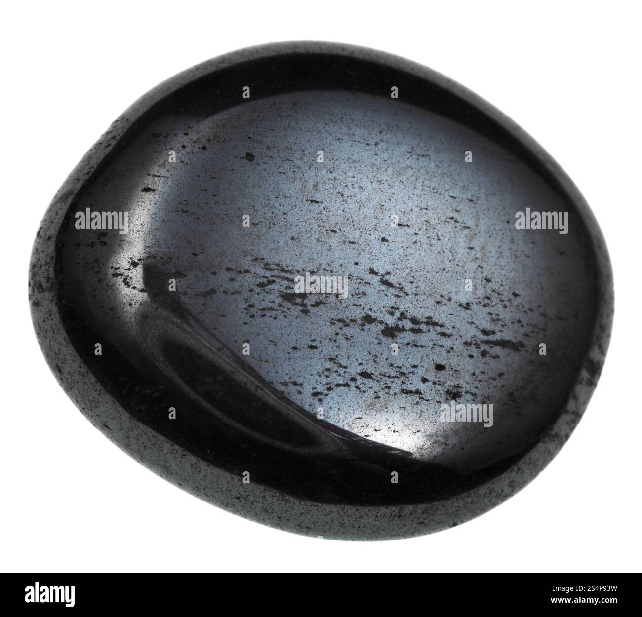 Hämatit Cabochon Mineral isoliert auf weißem Hintergrund Stockfoto