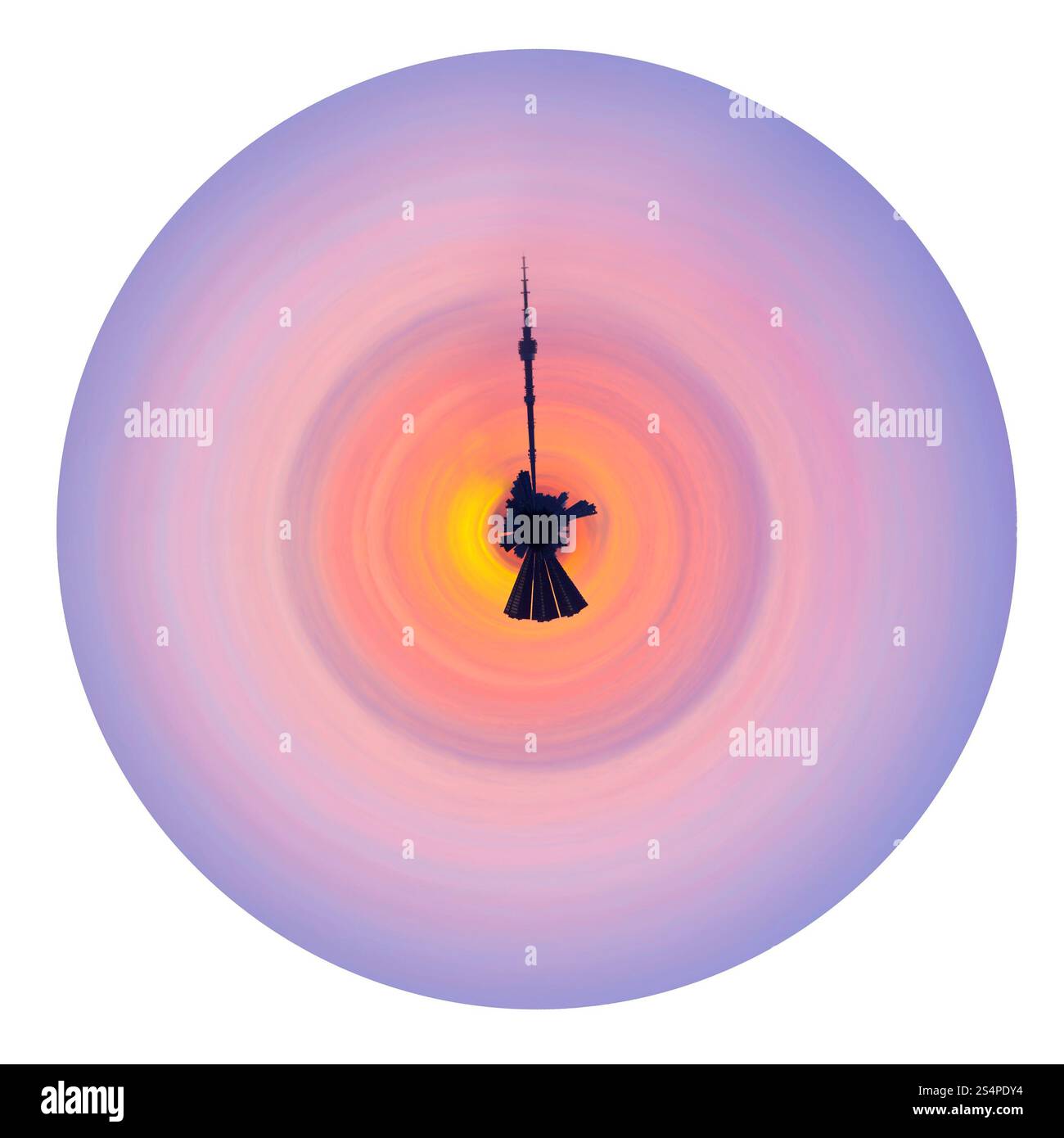 kleine Planeten - Stadthäuser und Fernsehturm auf kleinen Planeten in rosa Sonnenaufgang isoliert auf weißem Hintergrund Stockfoto kleine Planeten - Stadthäuser und Fernsehturm auf kleinen Planeten in rosa Sonnenaufgang isoliert auf weißem Hintergrund Stockfoto