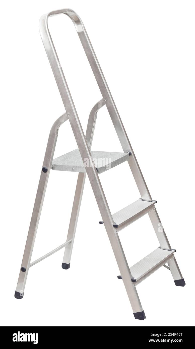 kurze Klappleiter isoliert auf weißem Hintergrund Stockfoto