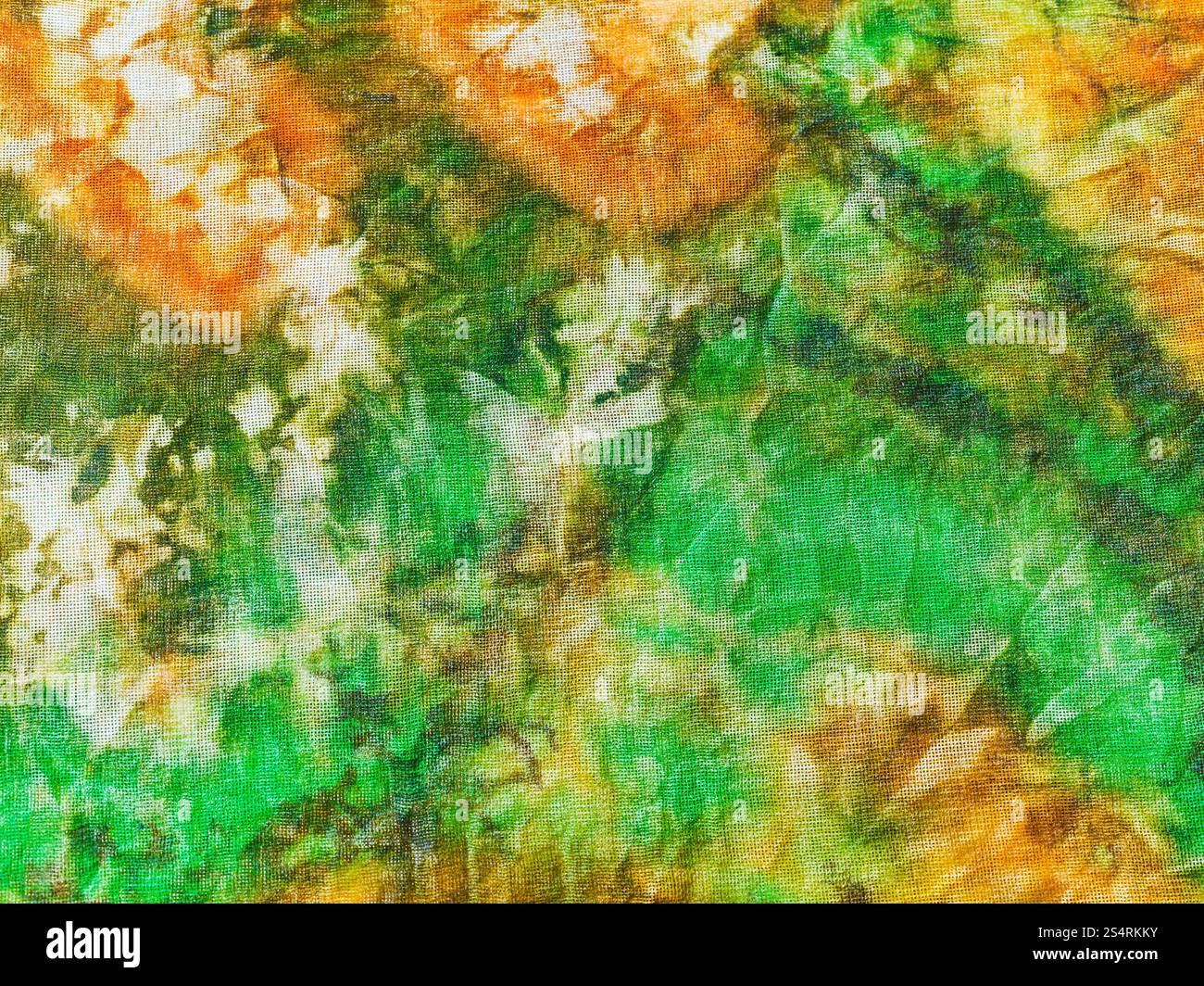 abstrakten Ornament grün gelb Batik auf Seide gemalt hautnah Stockfoto