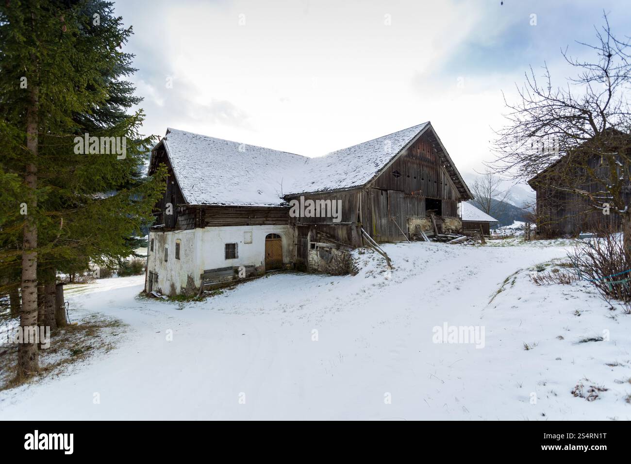 Altes Holzhaus im Wald in Österreichische Alpen Stockfoto