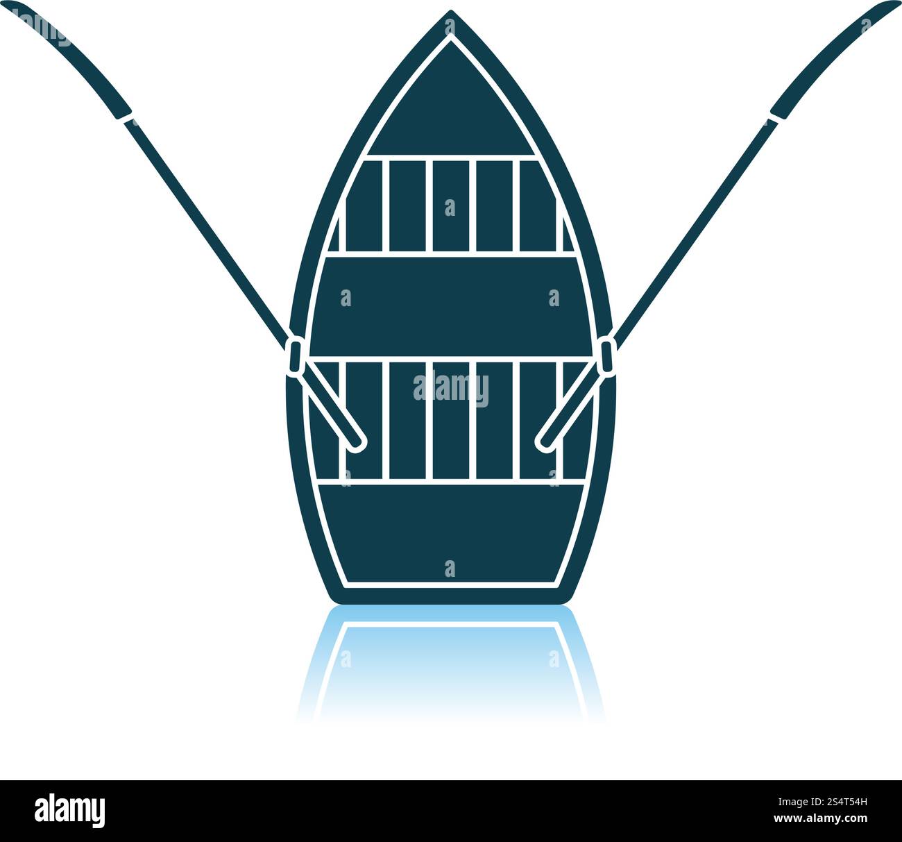 Tretboot Symbol. Schatten Reflexion Design. Vector Illustration. Stock Vektor