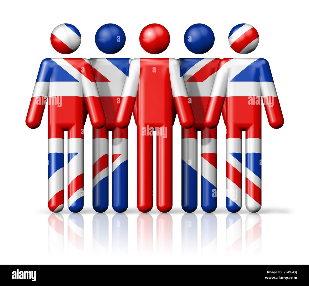 Flagge des Vereinigten Königreichs, UK auf Strichmännchen - nationalen und sozialen Gemeinschaft Symbol 3D-Symbol Stockfoto