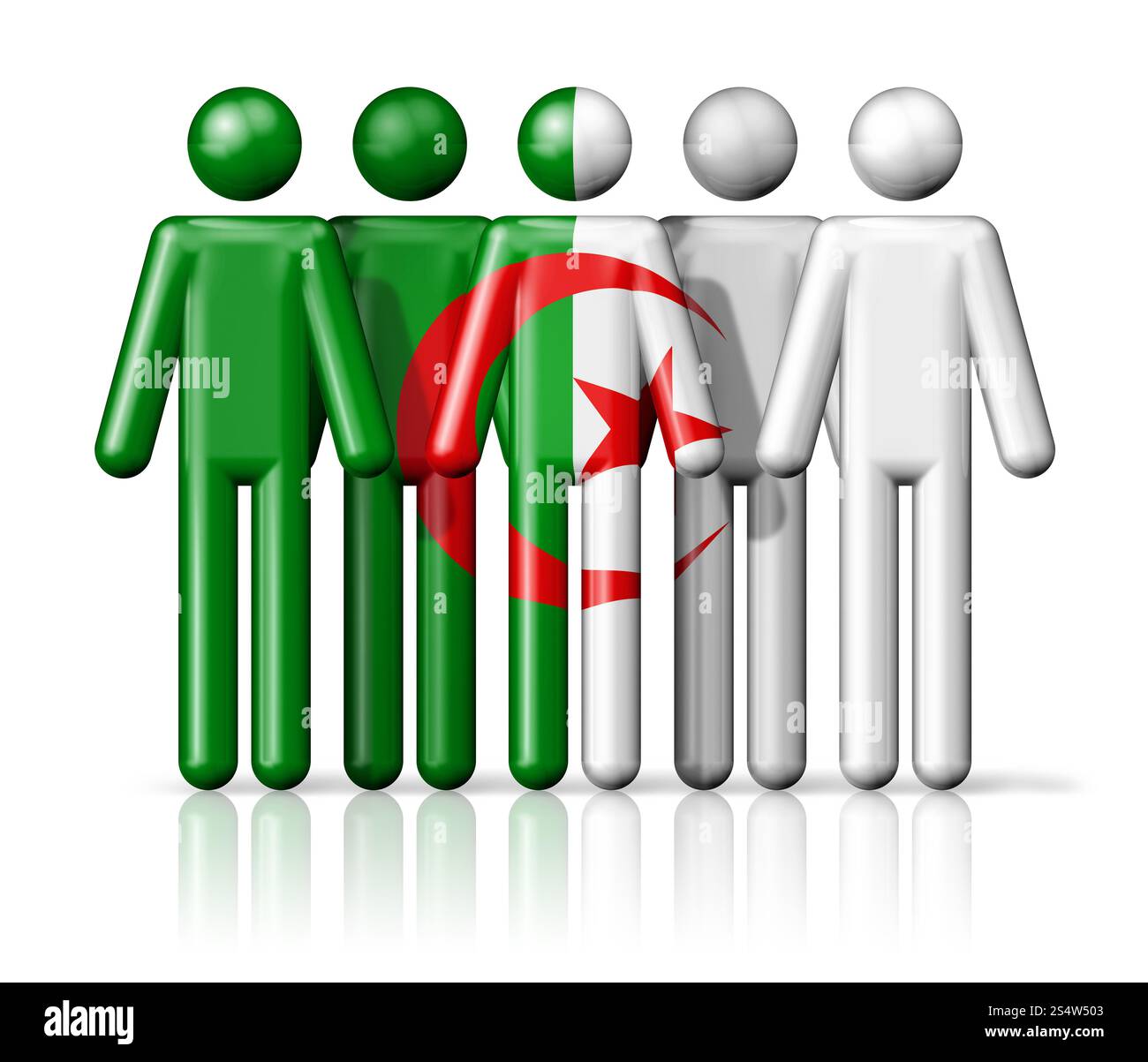 Flagge von Algerien auf Strichmännchen - nationalen und sozialen Gemeinschaft Symbol 3D-Symbol Stockfoto