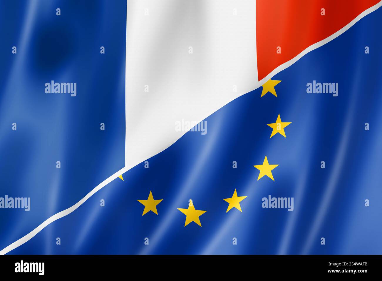 Französische und Europäische Union Flag gemischt, dreidimensional zu rendern, Abbildung Stockfoto