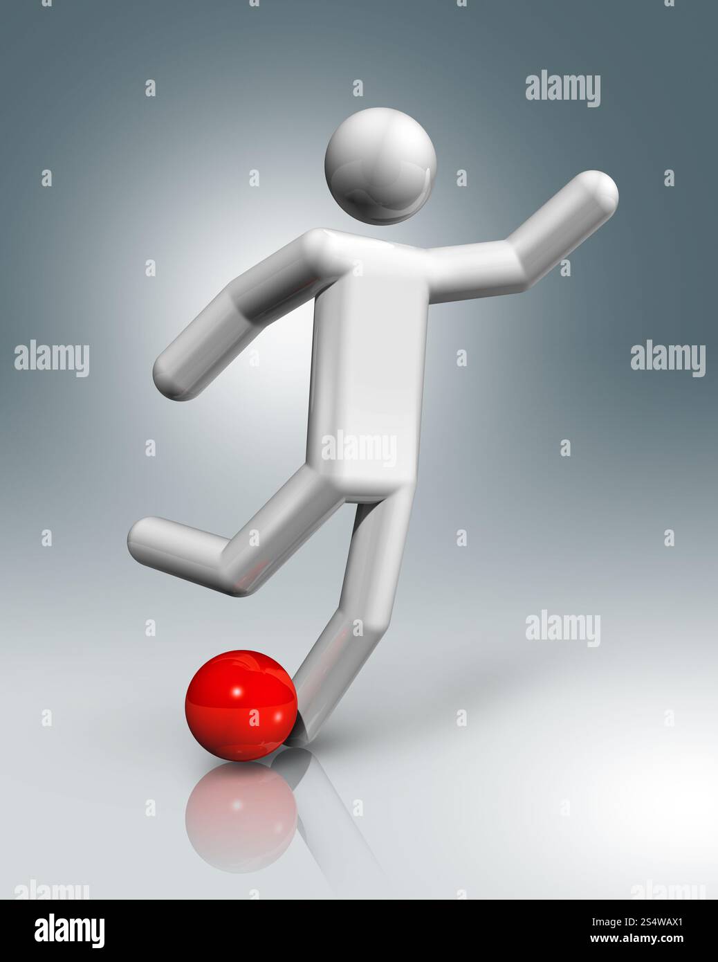 drei dimensionale Fußball, Fußball-Symbol, Olympische Spiele Stockfoto