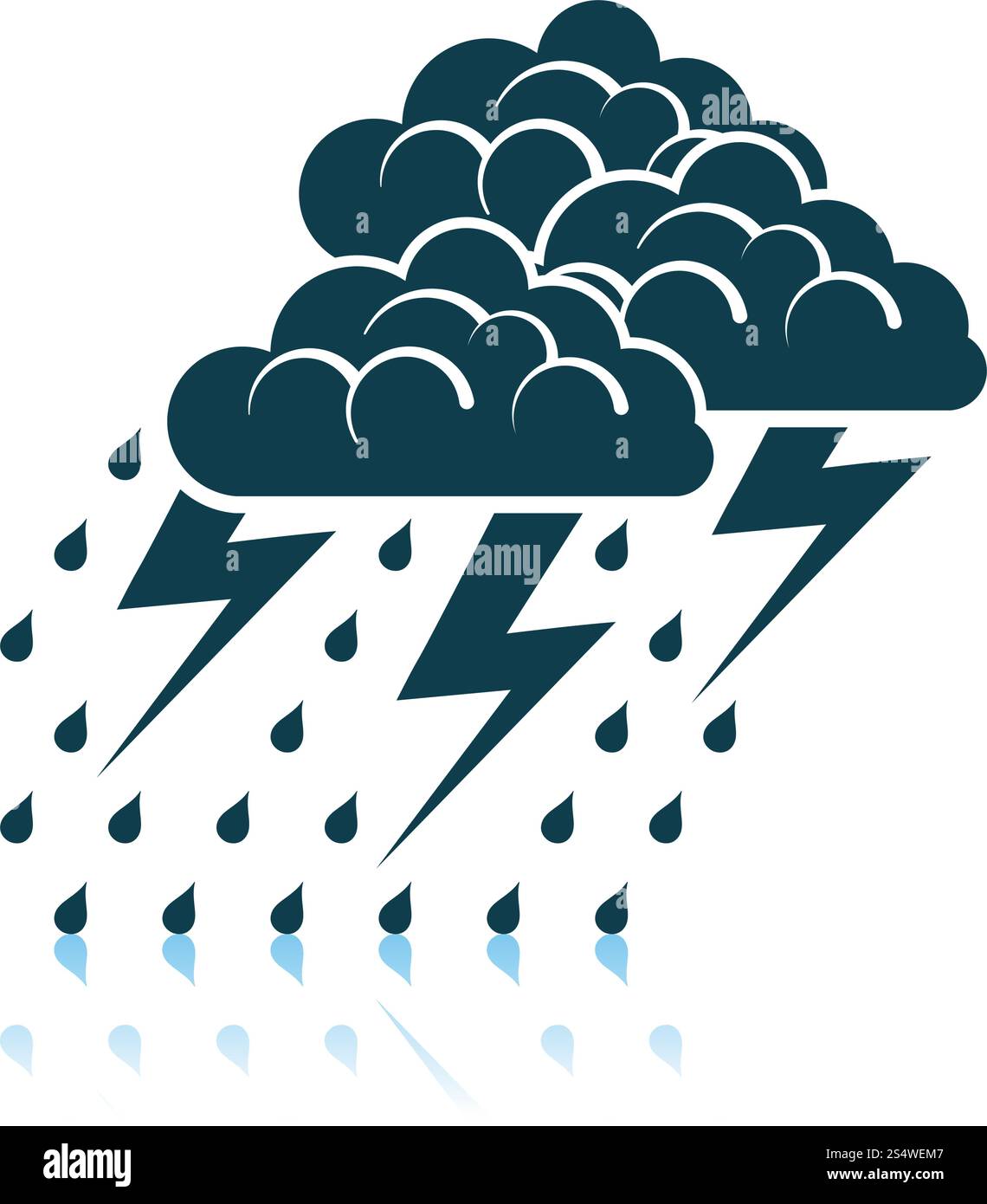 Gewitter Symbol. Schatten Reflexion Design. Vector Illustration. Stock Vektor
