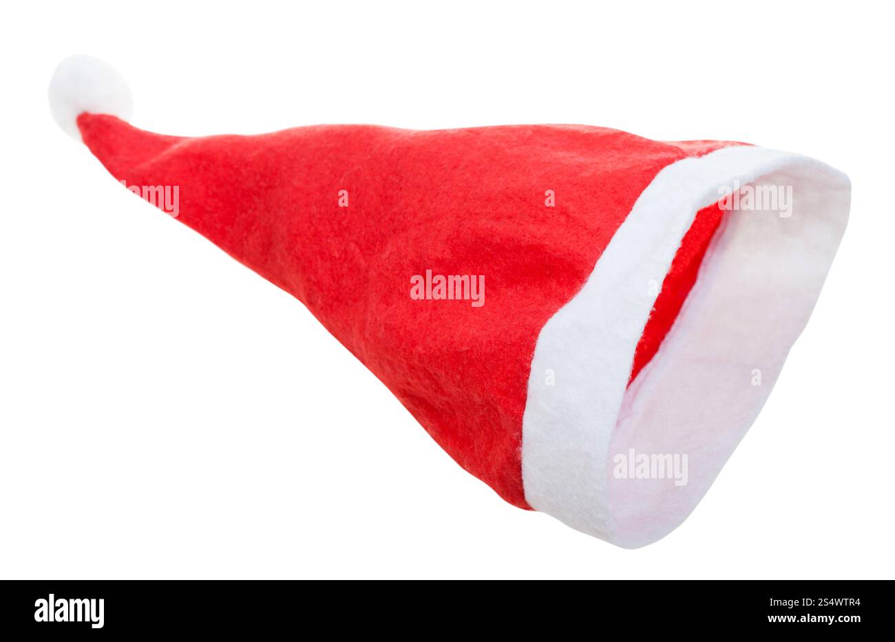 Weihnachten-Symbol - leere rote Weihnachtsmann Filzhut isoliert auf weißem Hintergrund Stockfoto