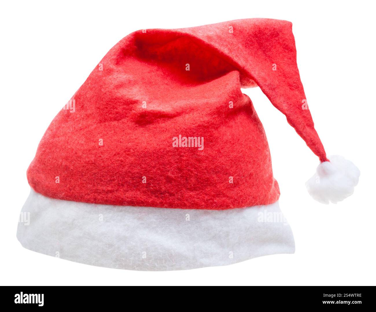 Weihnachten-Symbol - Xmas rote Weihnachtsmann Mütze isolierten auf weißen Hintergrund Stockfoto