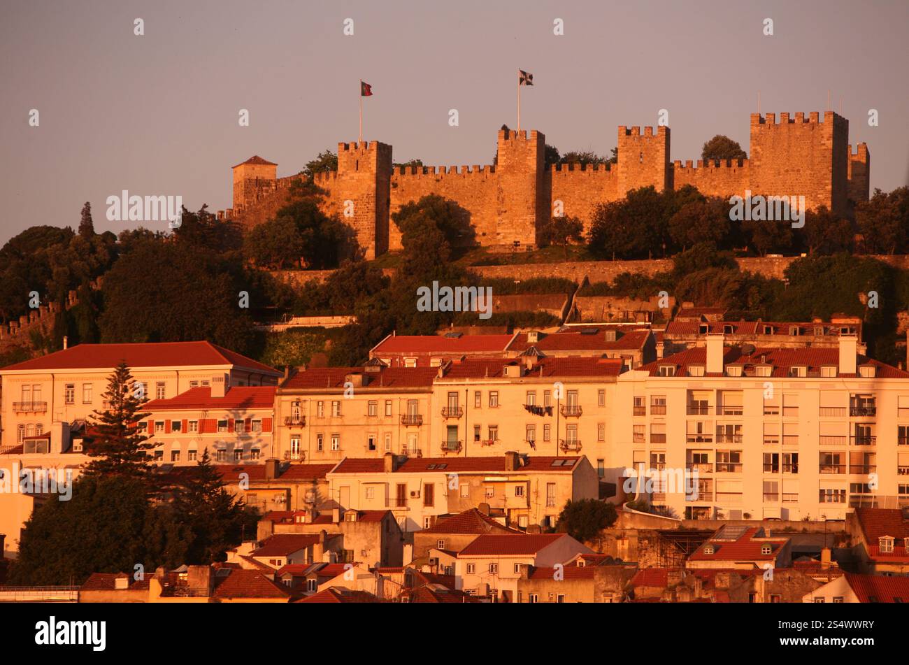 Die castelo sao Schlucht im Stadtzentrum von Baixa im Stadtzentrum von Lissabon in Portugal in Europa. EUROPA PORTUGAL LISSABON BAIXA CASTELO Stockfoto