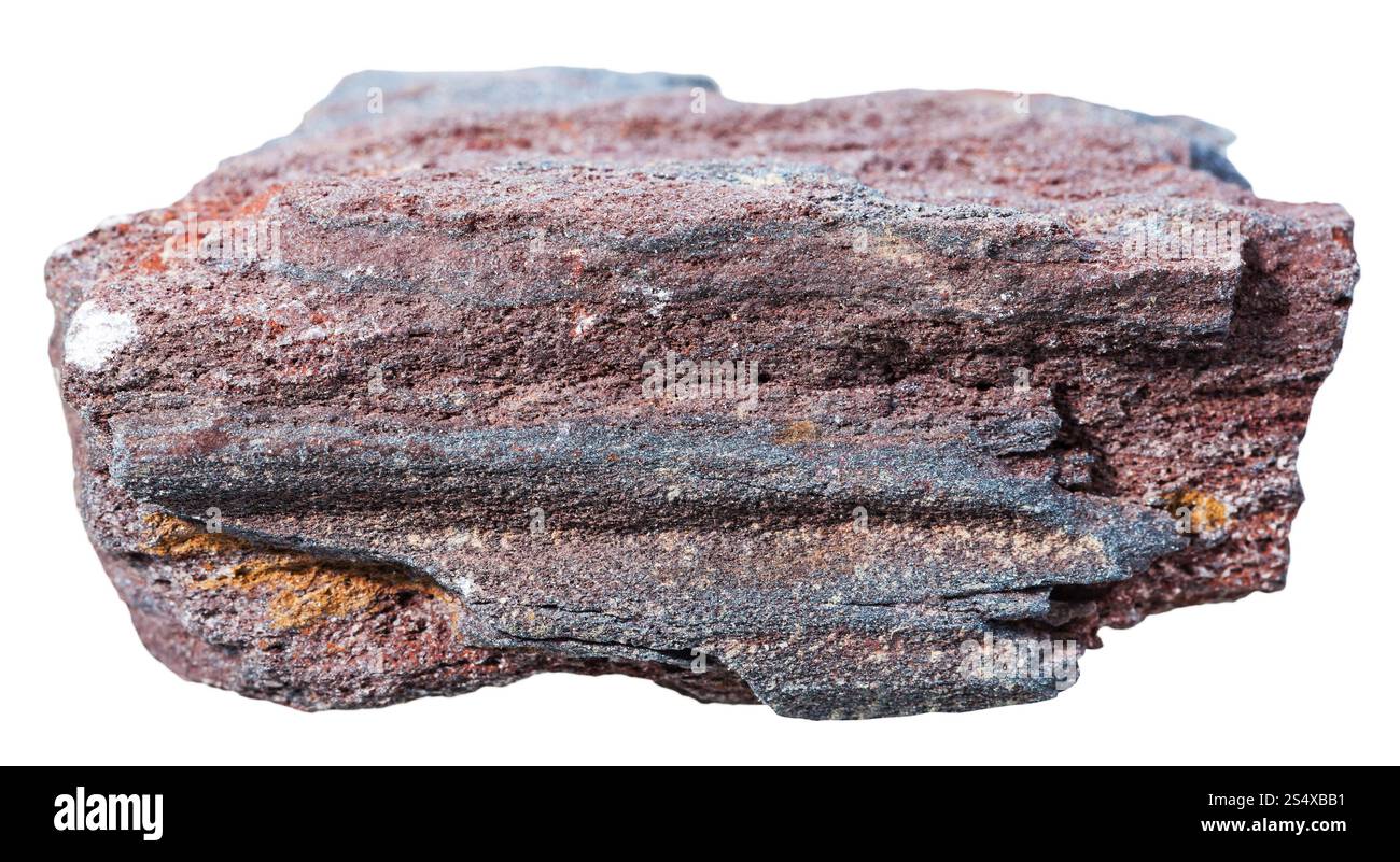 Makroaufnahmen Kollektion Naturstein - eisenhaltige Quarzit (Jaspillite) Mineral Stein isoliert auf weißem Hintergrund Stockfoto