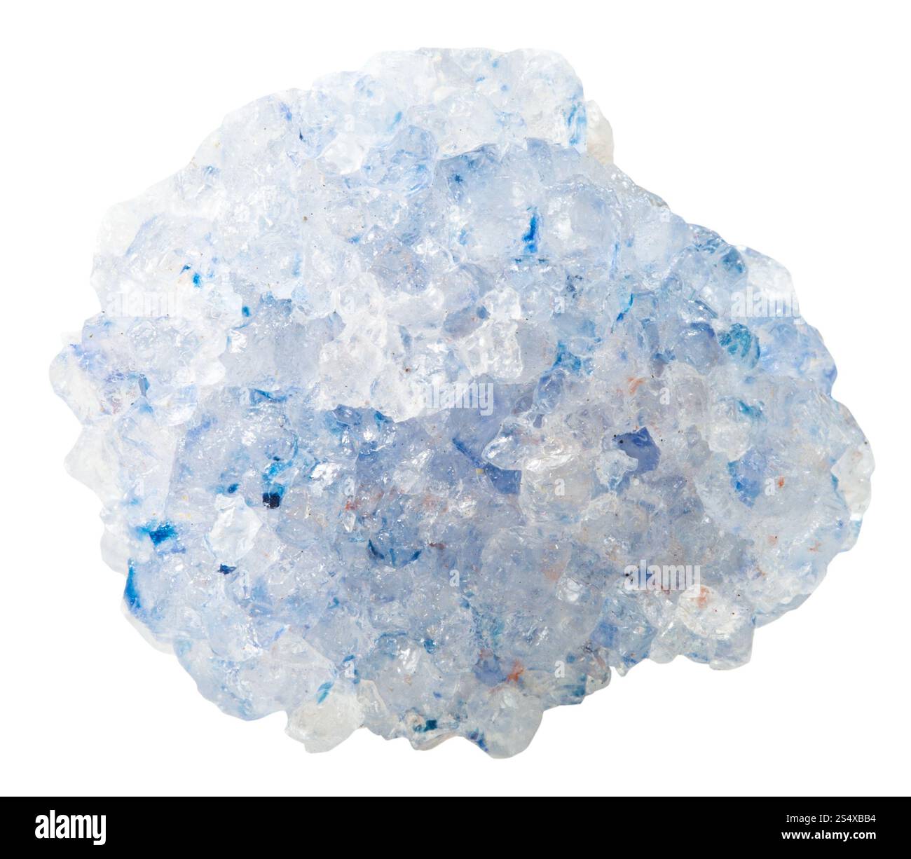 Makroaufnahmen Kollektion Naturstein - Druze der blaue Coelestin (Celestite) Mineral Stein isoliert auf weißem Hintergrund Stockfoto