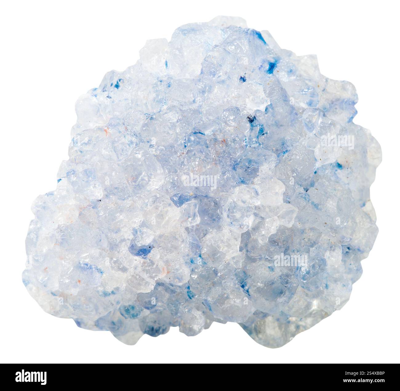 Makroaufnahmen Kollektion Naturstein - blauen kristallinen Celestine (Celestite) Mineral Stein isoliert auf weißem Hintergrund Stockfoto