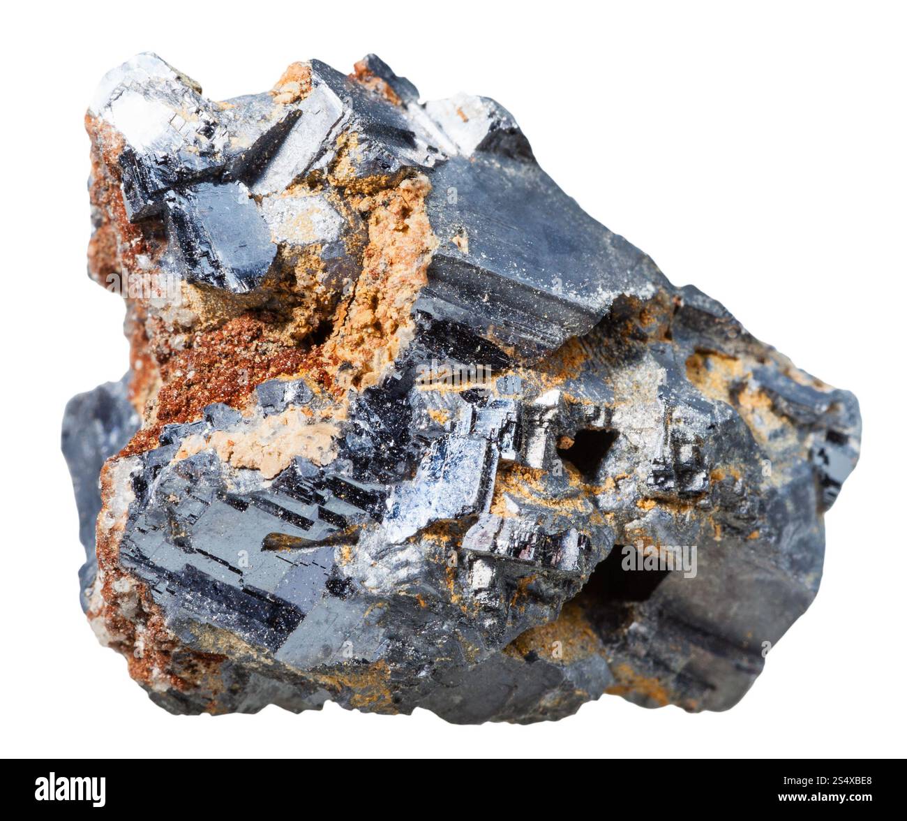 Makroaufnahmen Kollektion Naturstein - Druze Galena Mineral Stein isoliert auf weißem Hintergrund Stockfoto