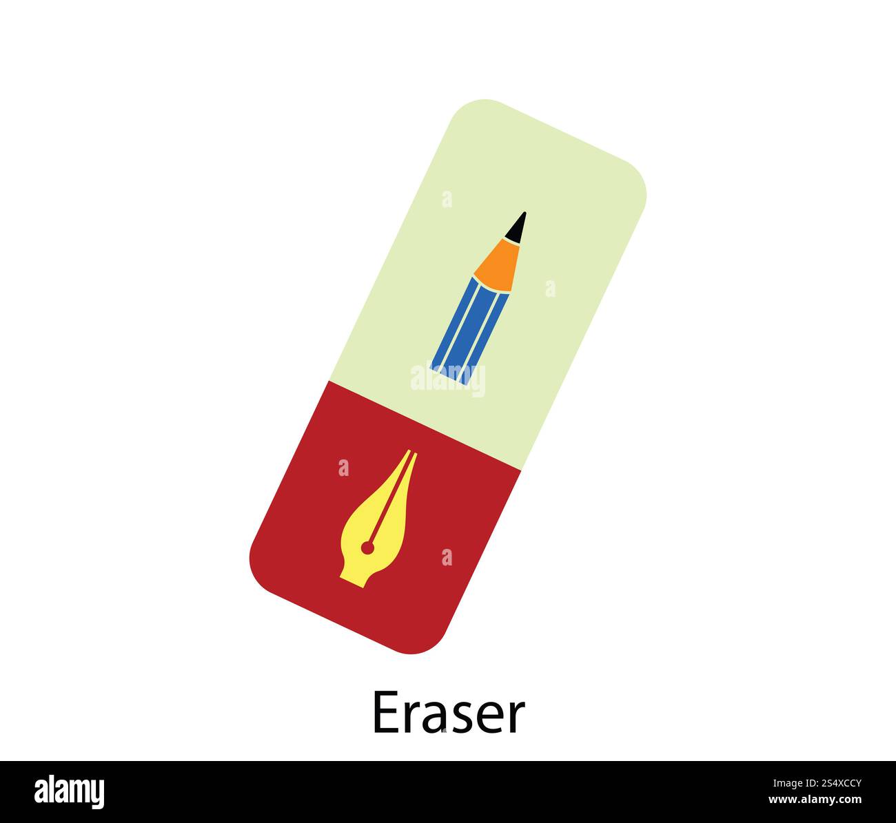 Radiergummi-Symbol. Flaches Farbdesign. Stockfoto