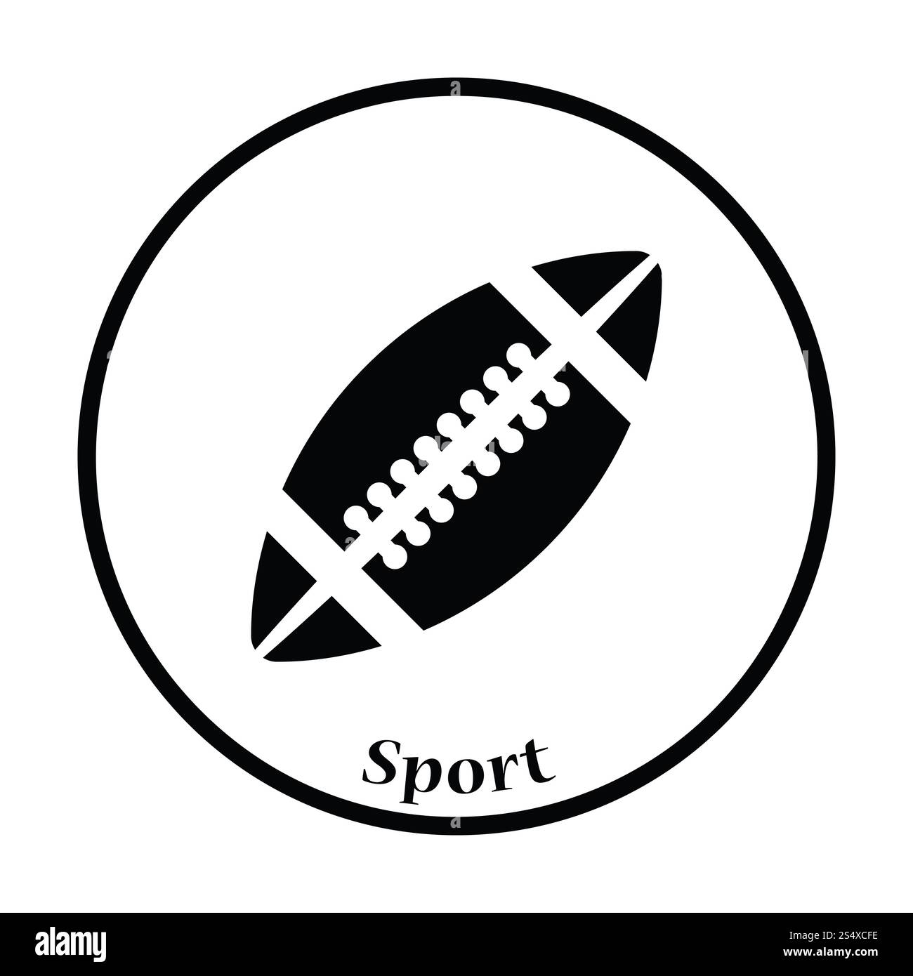 Symbol des American Football Balls. Dünne Kreiskonstruktion. Stockfoto