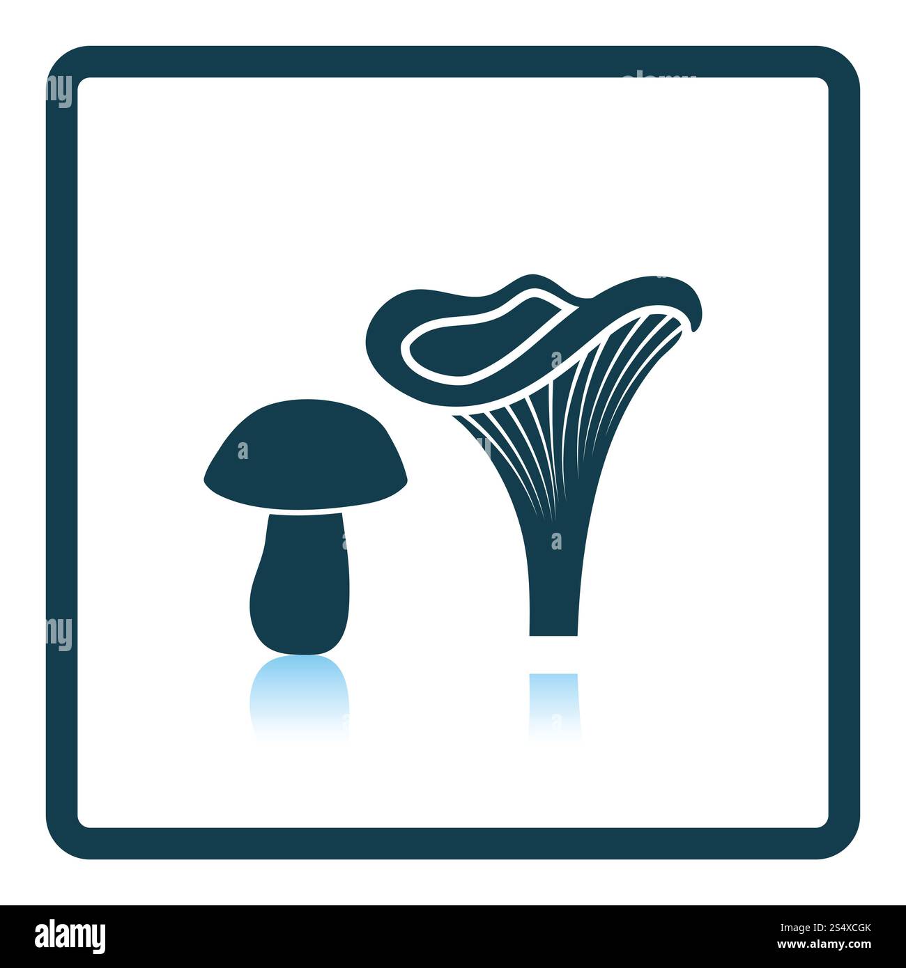 Pilzsymbol. Schattenreflexion. Stockfoto