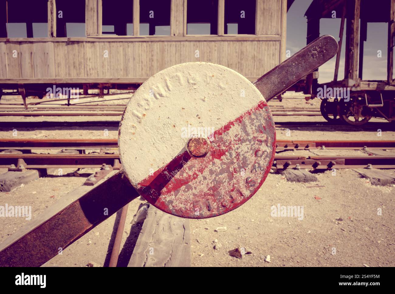 Alten Bahnhof in bolivianischen Wüste, Südamerika Stockfoto
