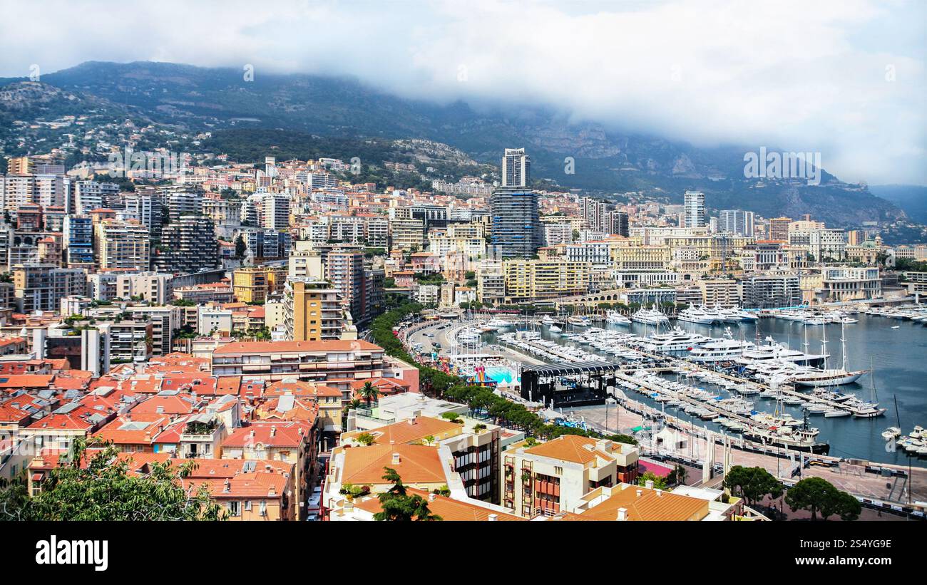 Panoramablick in Monaco Stadt Sommertag Stockfoto