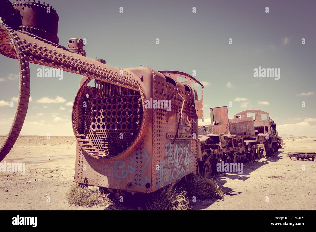 Zugfriedhof in Uyuni, Bolivien, südamerika. Zugfriedhof in Uyuni, Bolivien Stockfoto