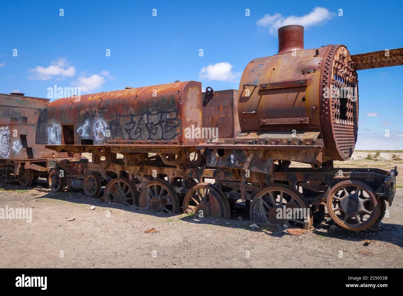 Zugfriedhof in Uyuni, Bolivien, südamerika. Zugfriedhof in Uyuni, Bolivien Stockfoto