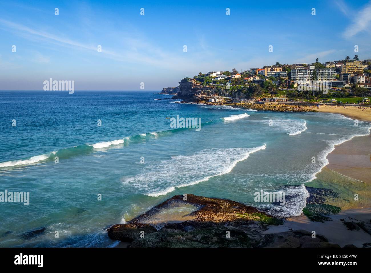 Bronte Beach und Meeresblick, Sidney, Australien. Bronte Beach, Sidney, Australien Stockfoto