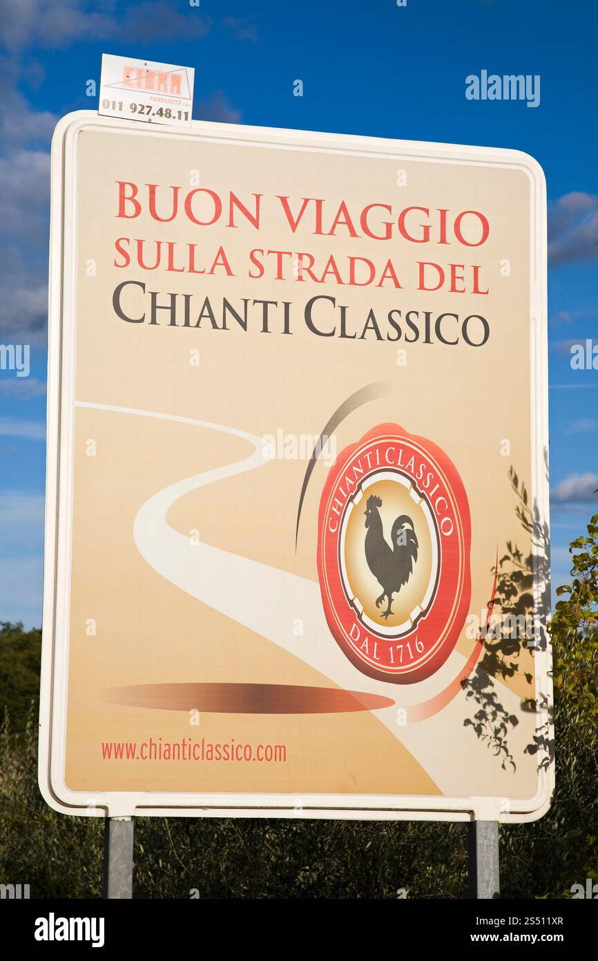 europa, italien, toskana, chianti, Schild für den Wein chianti classico Stockfoto