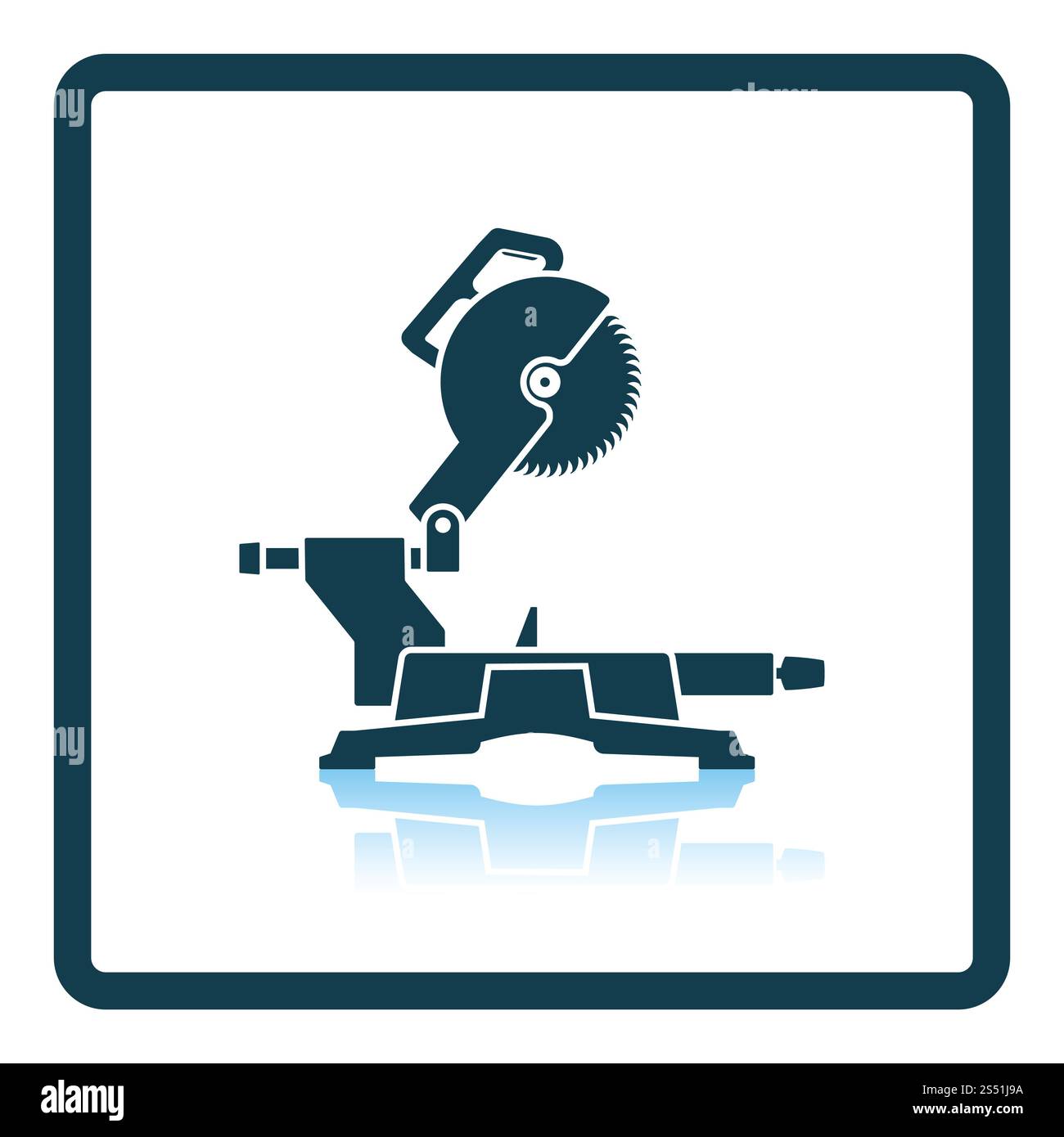 Das Symbol Kreisförmige Ende sah. Schatten Reflexion Design. Vector Illustration. Stockfoto