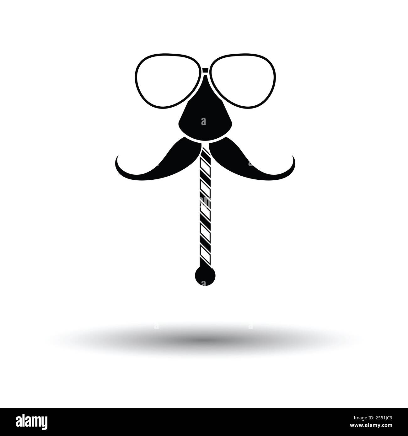 Gläser und Schnurrbart-Symbol. Weißen Hintergrund mit Schatten Design. Vektor-Illustration. Stockfoto