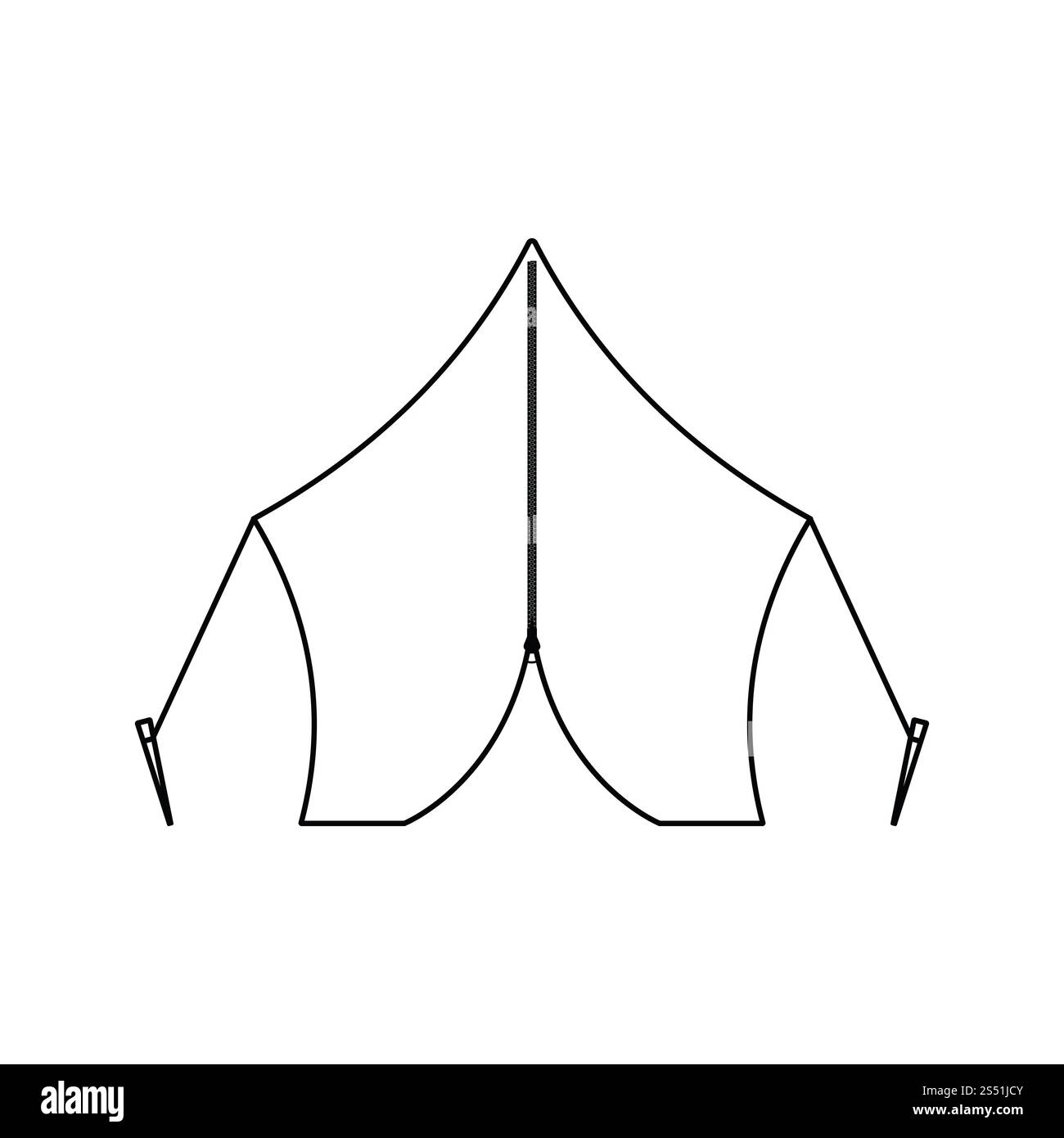 Symbol der touristischen Zelt. Thin Line Design. Vector Illustration. Stockfoto