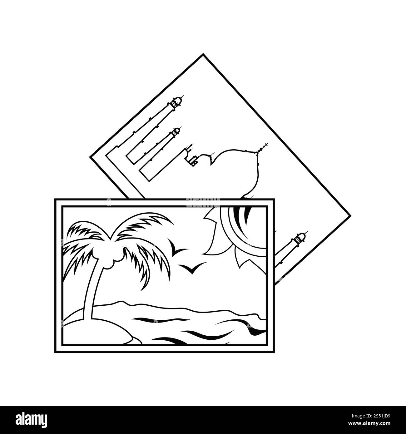 Symbol für zwei Reisen Foto. Thin Line Design. Vector Illustration. Stockfoto