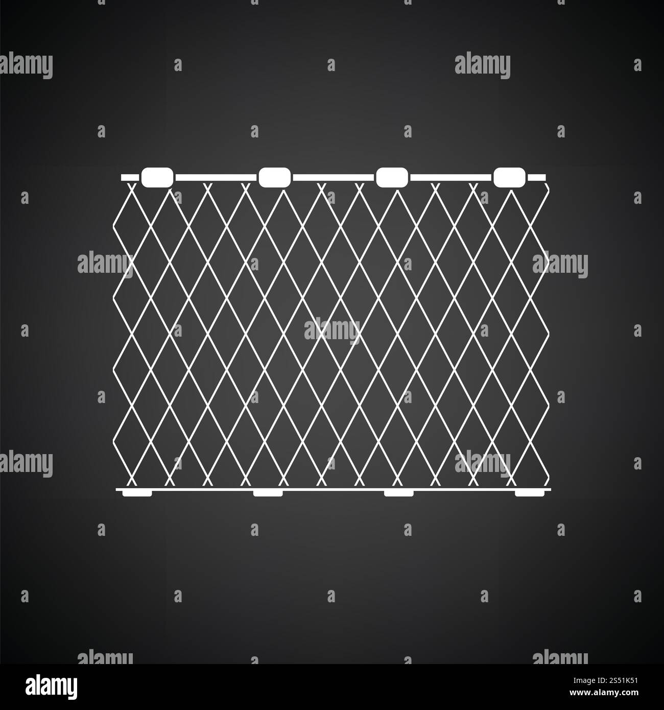 Symbol der Fischernetz. Schwarzer Hintergrund mit weißen. Vektor-Illustration. Stockfoto