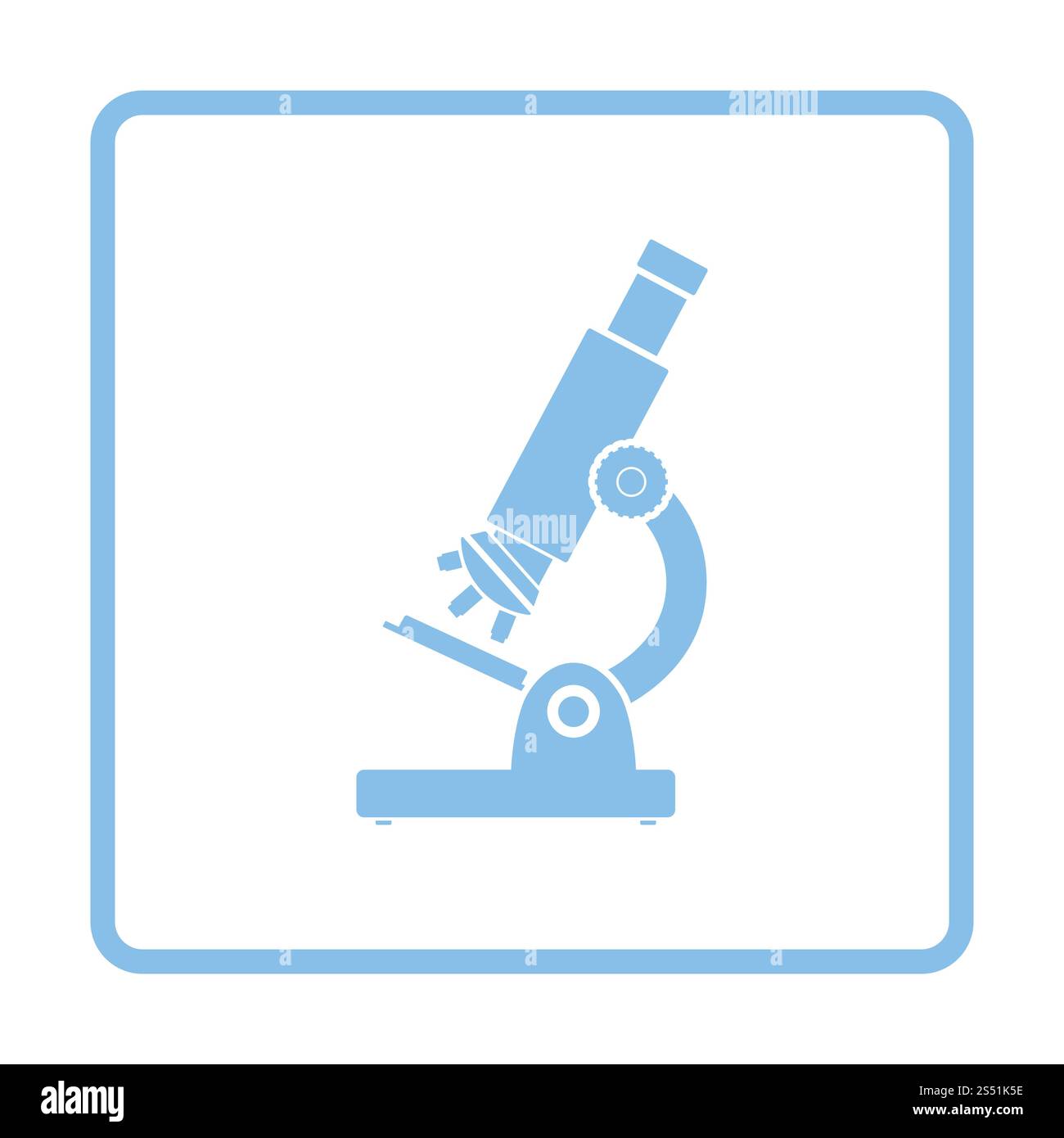 Schule-Mikroskop-Symbol. Blauer Rahmen-Design. Vektor-Illustration. Stockfoto