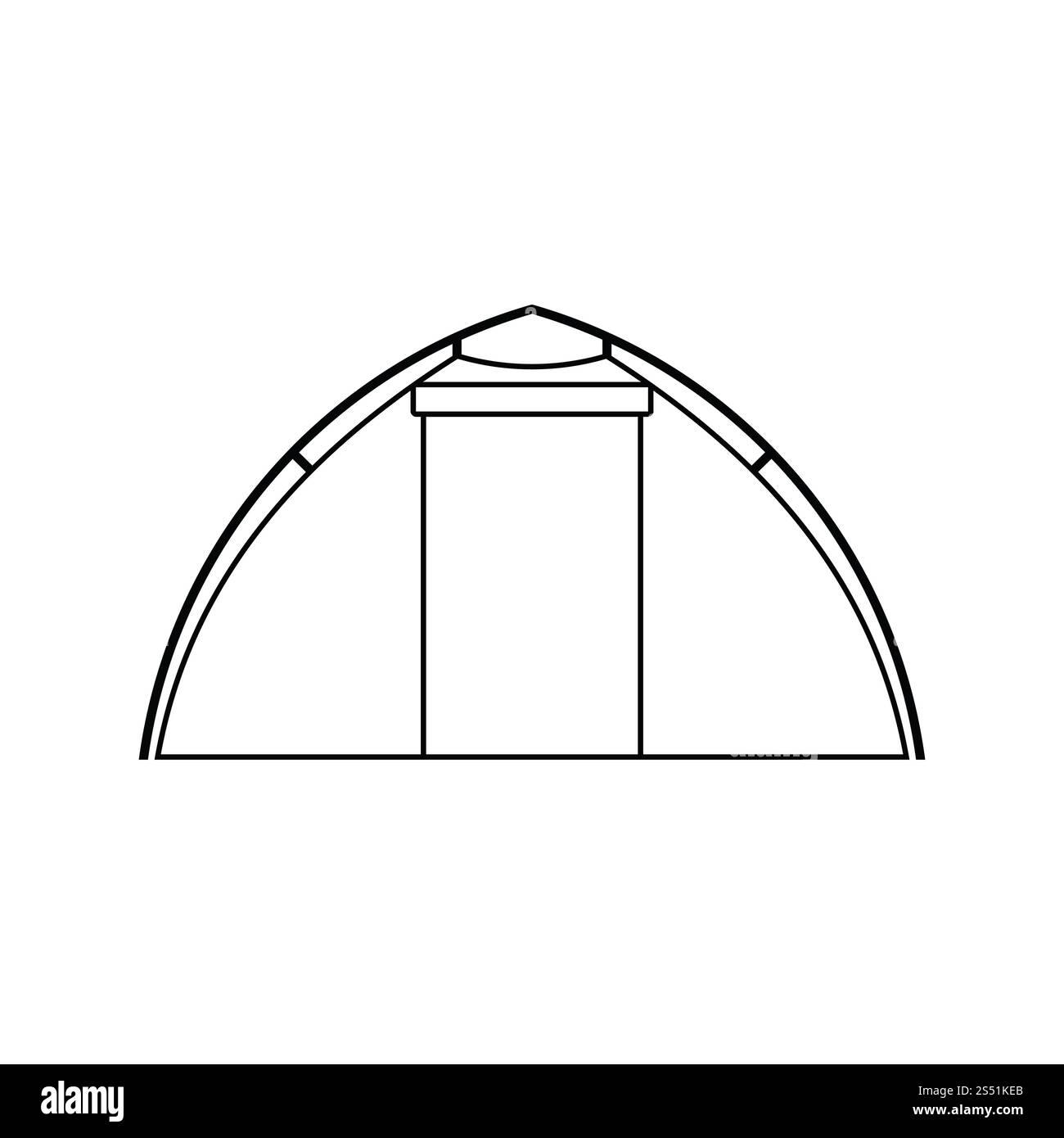 Symbol der touristischen Zelt. Thin Line Design. Vector Illustration. Stockfoto