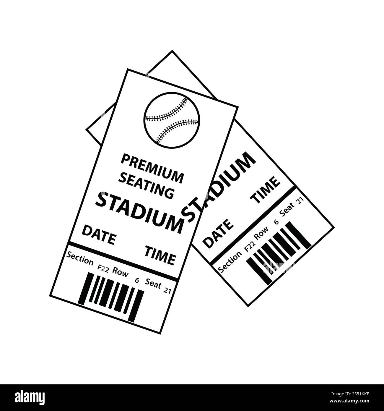 Baseball Tickets Symbol. Thin Line Design. Vector Illustration. Stockfoto