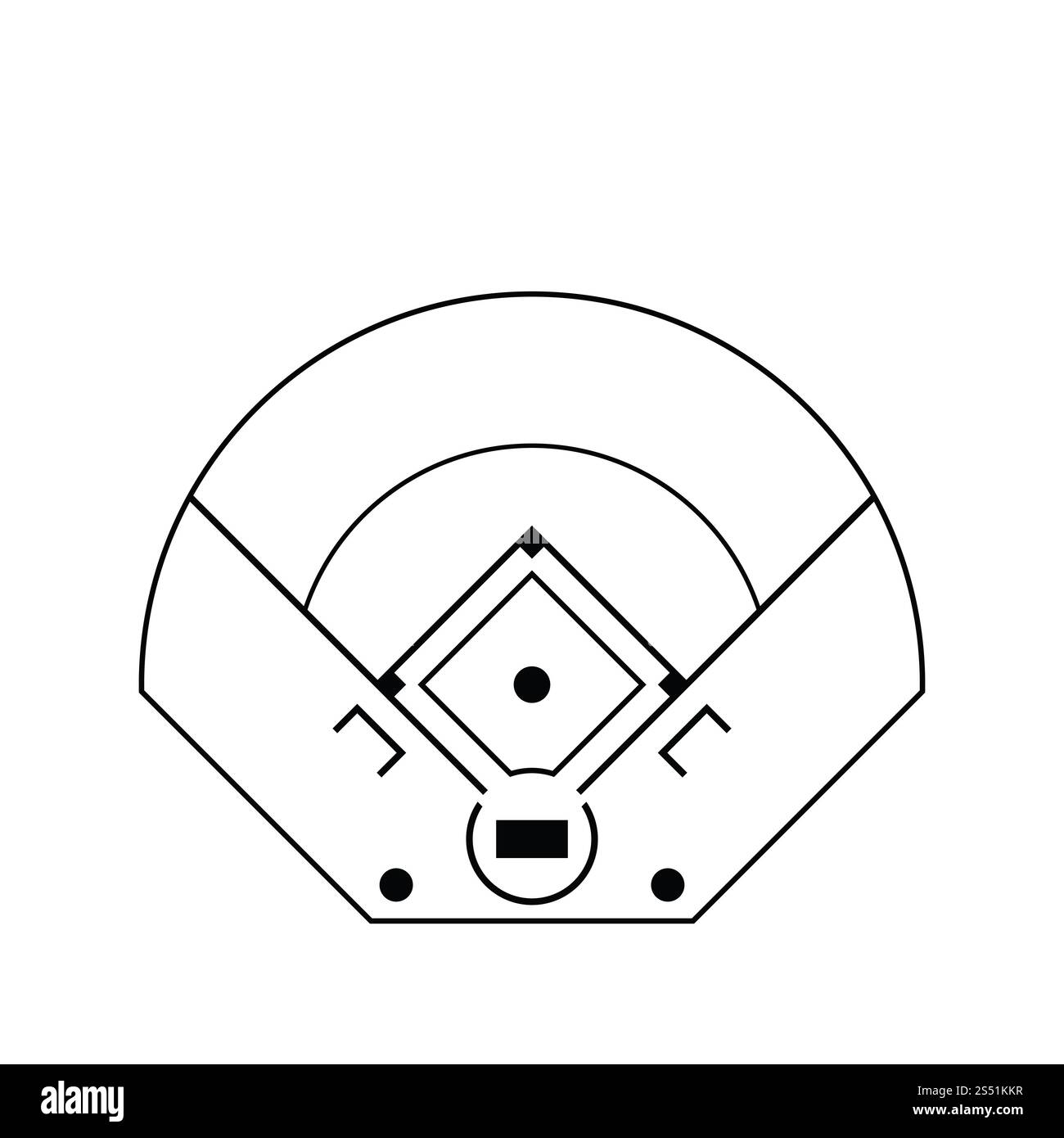 Baseballfeld Luftaufnahme Symbol. Thin Line Design. Vector Illustration. Stockfoto