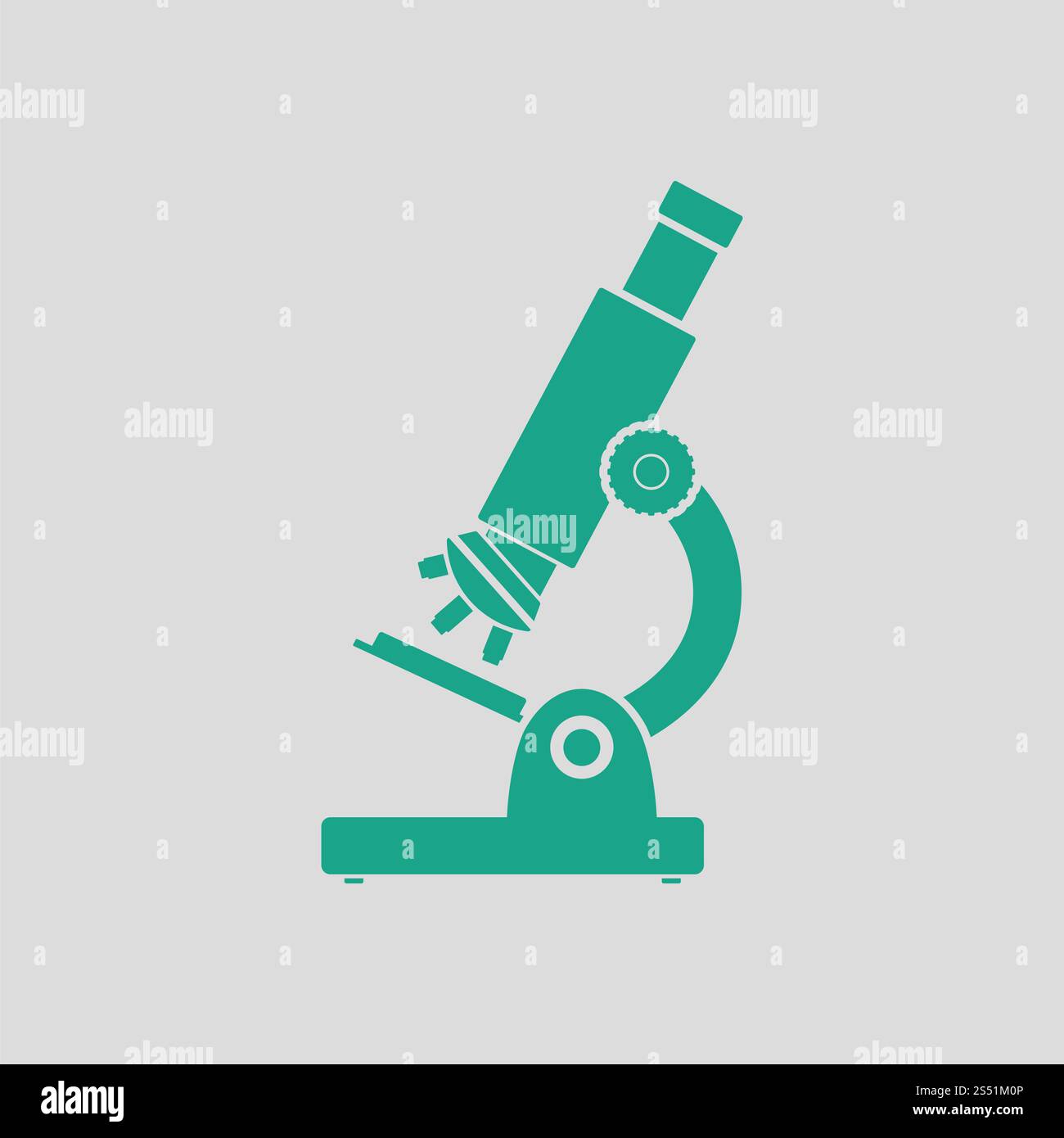 Schule-Mikroskop-Symbol. Grauer Hintergrund mit grün. Vektor-Illustration. Stockfoto